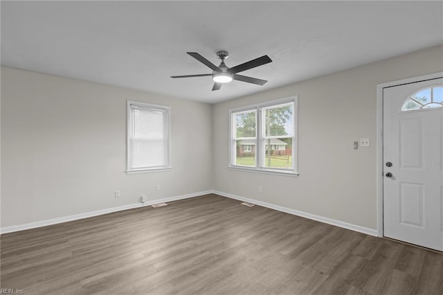 1 Kilbride Ct, Chesapeake, VA 23325 - entryway with healthy amount of natural light, dark wood-type flooring, baseboards, and ceiling fan