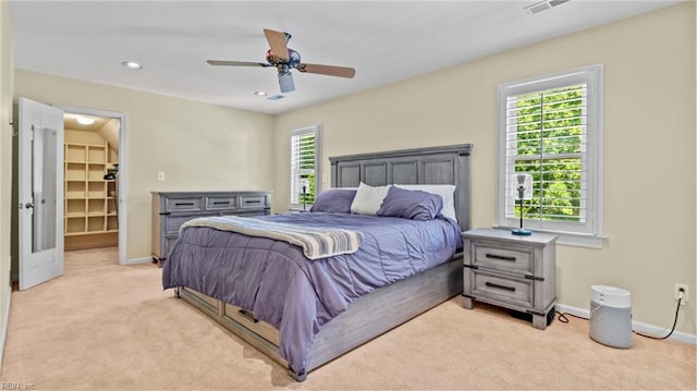 7371 Kirby Cres, Norfolk, VA 23505 - bedroom featuring light colored carpet, baseboards, a spacious closet, recessed lighting, and a ceiling fan