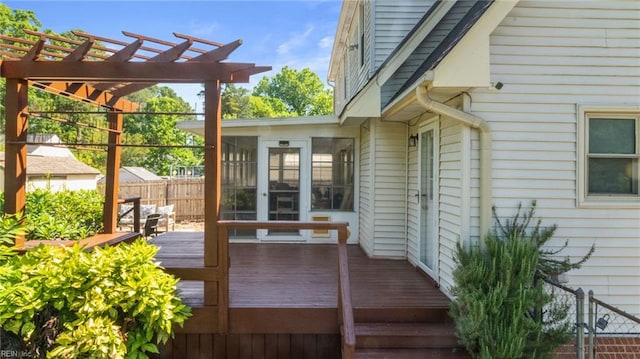 7371 Kirby Cres, Norfolk, VA 23505 - wooden terrace with a pergola and a sunroom
