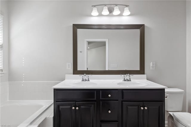 705 Mapleleaf Ln, Virginia Beach, VA 23462 - full bathroom with double vanity, toilet, and a garden tub