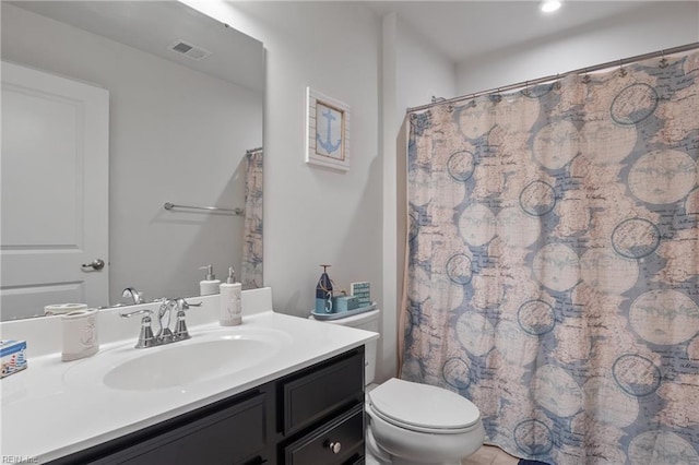 705 Mapleleaf Ln, Virginia Beach, VA 23462 - bathroom with vanity, toilet, and curtained shower