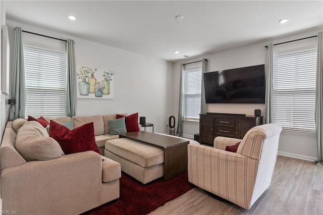 705 Mapleleaf Ln, Virginia Beach, VA 23462 - living room featuring light wood-style flooring, recessed lighting, and baseboards