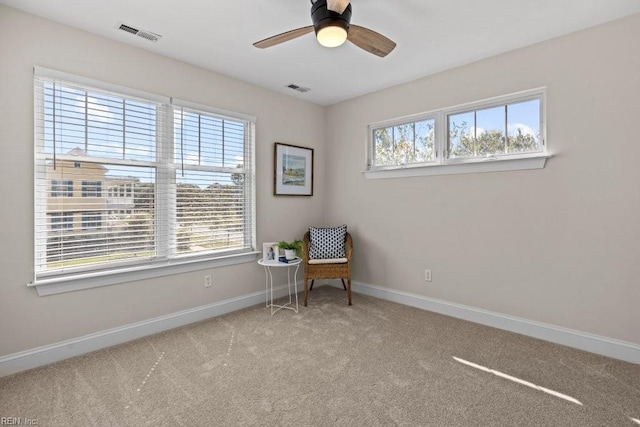 2512 E Ocean View Ave Unit A, Norfolk, VA 23518 - living area with baseboards, carpet, and a ceiling fan