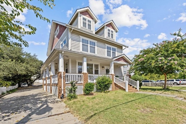 2512 E Ocean View Ave Unit A, Norfolk, VA 23518 - american foursquare style home featuring covered porch, concrete driveway, and a front yard