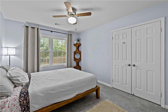 6110 Lyndhurst Ave, Norfolk, VA 23502 - carpeted bedroom with a closet, a ceiling fan, and baseboards