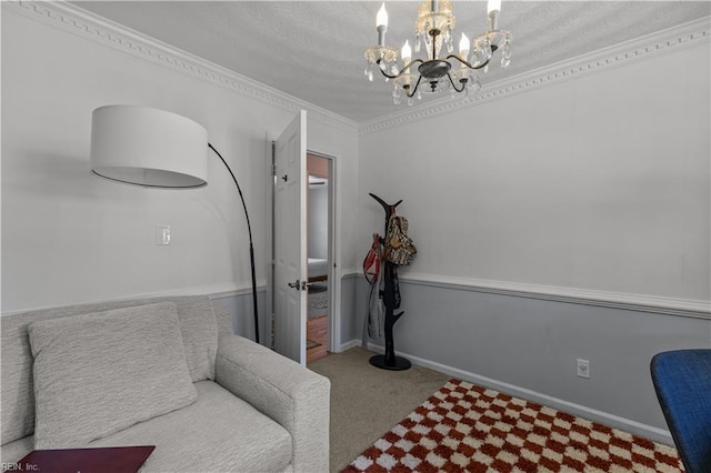 6110 Lyndhurst Ave, Norfolk, VA 23502 - sitting room featuring a chandelier, crown molding, carpet, and baseboards