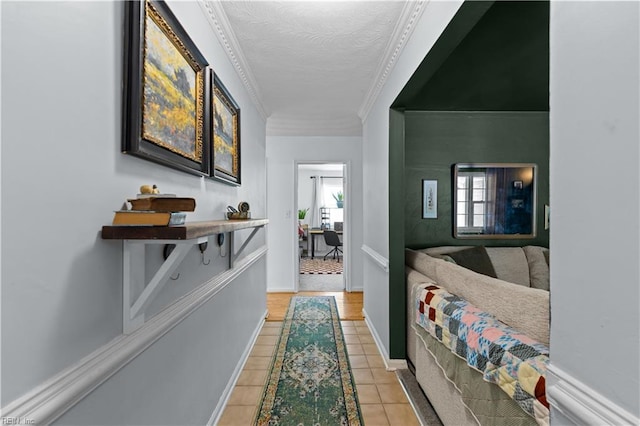 6110 Lyndhurst Ave, Norfolk, VA 23502 - hall featuring light tile patterned floors, plenty of natural light, crown molding, and a textured ceiling