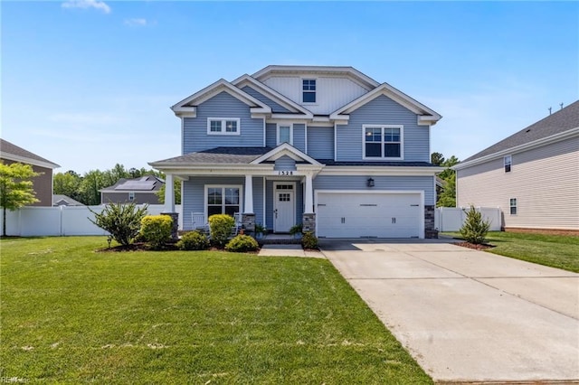 1328 Andreas Ln, Chesapeake, VA 23322 - craftsman house featuring covered porch, a garage, and concrete driveway