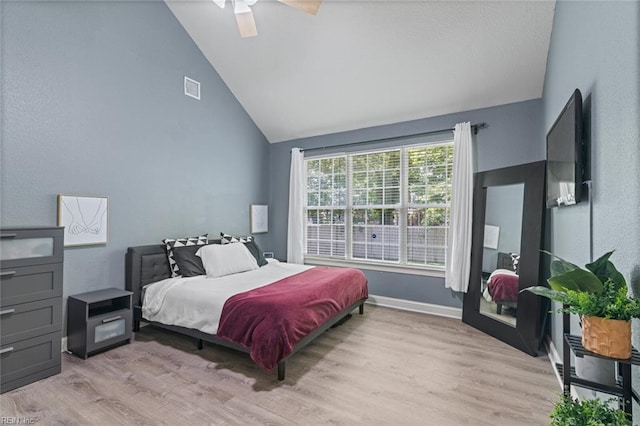 6309 Orchard Cove Ct, Suffolk, VA 23435 - bedroom featuring lofted ceiling, light wood-style floors, and a ceiling fan