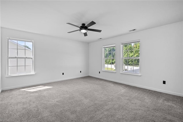 130 Rochdale Ln, Suffolk, VA 23434 - unfurnished room featuring plenty of natural light, baseboards, a ceiling fan, and carpet floors