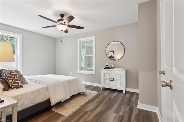 134 Chesterfield Rd, Hampton, VA 23661 - bedroom with dark wood-style floors, baseboards, and a ceiling fan