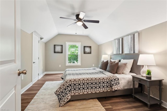 134 Chesterfield Rd, Hampton, VA 23661 - bedroom with wood finished floors, vaulted ceiling, baseboards, and a ceiling fan
