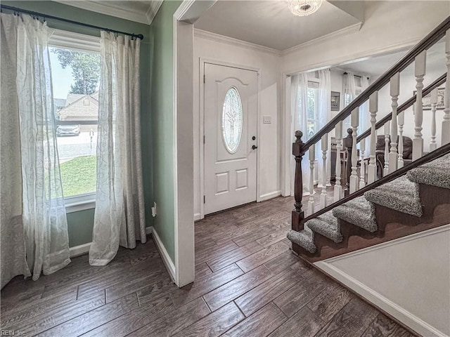 1907 Eastborne Dr, Virginia Beach, VA 23454 - foyer featuring baseboards, healthy amount of natural light, stairs, and crown molding