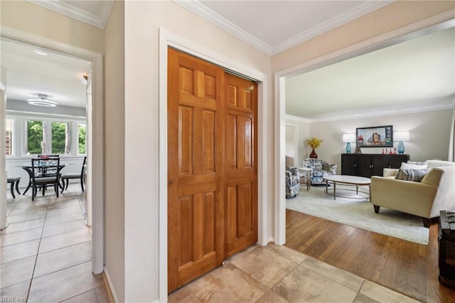 108 Bayview Dr, Yorktown, VA 23692 - entryway with light tile patterned floors, crown molding, and baseboards