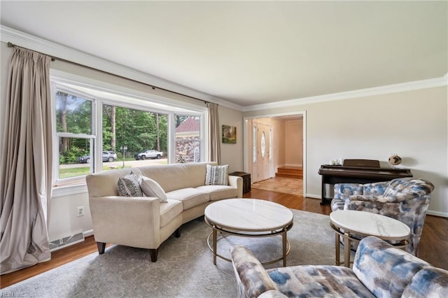 108 Bayview Dr, Yorktown, VA 23692 - living area featuring ornamental molding, wood finished floors, and baseboards
