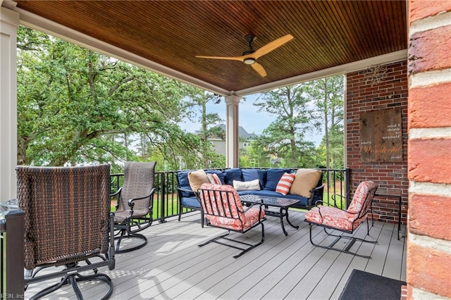 7320 Shirland Ave, Norfolk, VA 23505 - deck with a ceiling fan and outdoor lounge area