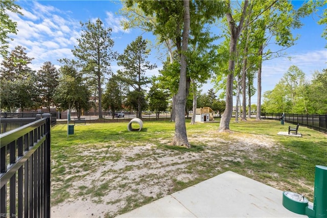 view of yard with a dog friendly area