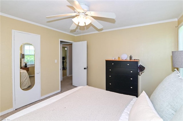 104 Hodges Manor Rd, Portsmouth, VA 23701 - carpeted bedroom featuring crown molding, a ceiling fan, and baseboards