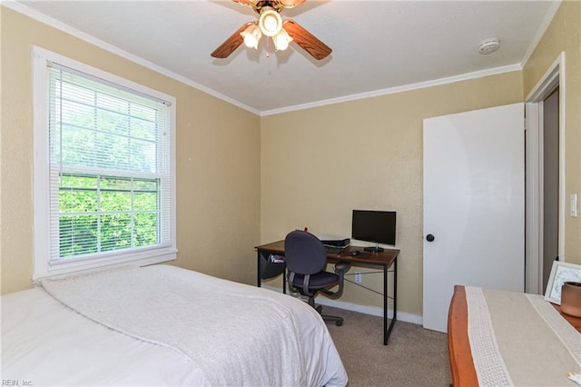 104 Hodges Manor Rd, Portsmouth, VA 23701 - bedroom with carpet floors, crown molding, baseboards, and ceiling fan
