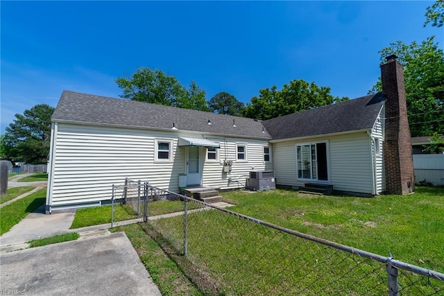 708 Harway Ave, Chesapeake, VA 23325 - rear view of property with entry steps, cooling unit, and a chimney