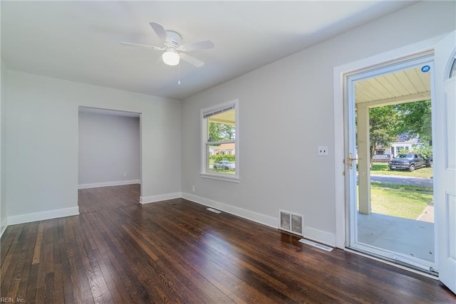 708 Harway Ave, Chesapeake, VA 23325 - empty room with plenty of natural light, hardwood / wood-style floors, a ceiling fan, and baseboards