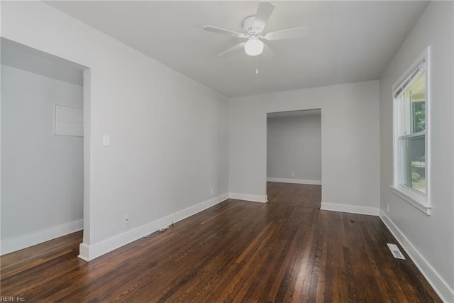708 Harway Ave, Chesapeake, VA 23325 - spare room featuring dark wood-style flooring, a ceiling fan, and baseboards