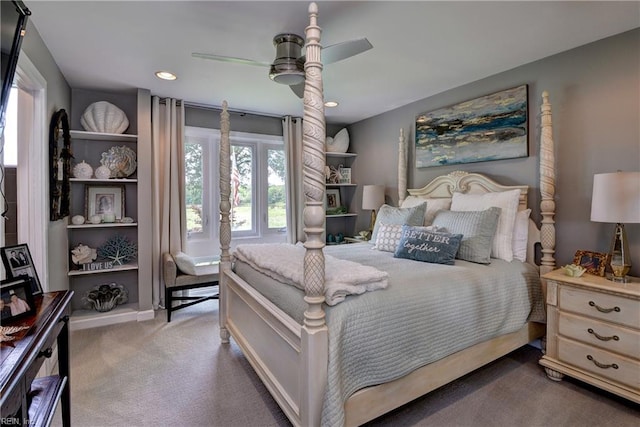 103 Acacia Ct, Williamsburg, VA 23185 - carpeted bedroom with recessed lighting and a ceiling fan