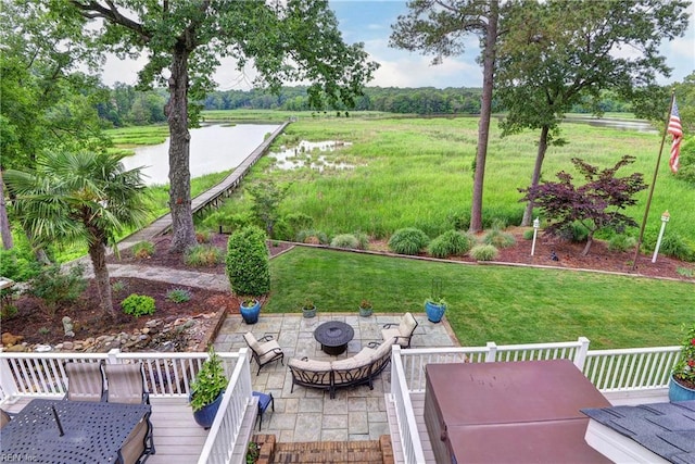 103 Acacia Ct, Williamsburg, VA 23185 - view of grassy yard with a patio and outdoor lounge area