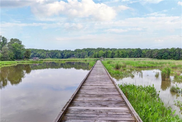 103 Acacia Ct, Williamsburg, VA 23185 - dock area featuring a water view and a view of trees