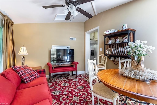 200 Ferguson Ave, Newport News, VA 23601 - carpeted living area with a ceiling fan, baseboards, and lofted ceiling