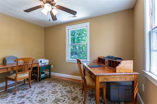 200 Ferguson Ave, Newport News, VA 23601 - home office featuring wood finished floors, baseboards, and ceiling fan