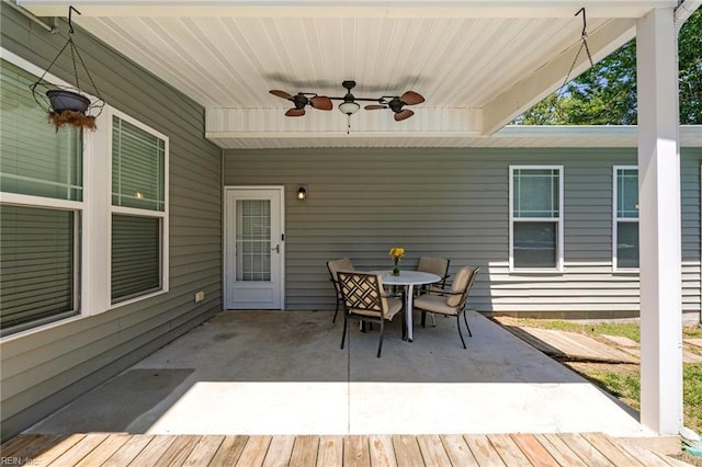 3001 Ravine Gap Dr, Suffolk, VA 23434 - view of patio / terrace with a ceiling fan and outdoor dining space