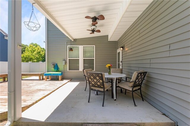 3001 Ravine Gap Dr, Suffolk, VA 23434 - view of patio / terrace with outdoor dining area and a ceiling fan