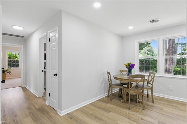 4009 Forresthills Dr, Portsmouth, VA 23703 - dining area with light wood-style flooring, healthy amount of natural light, baseboards, and recessed lighting