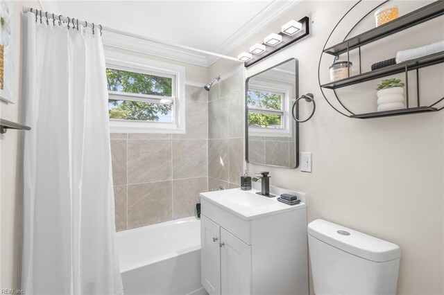 103 E Weaver Rd, Hampton, VA 23666 - full bathroom with crown molding, toilet, shower / bath combo, and vanity