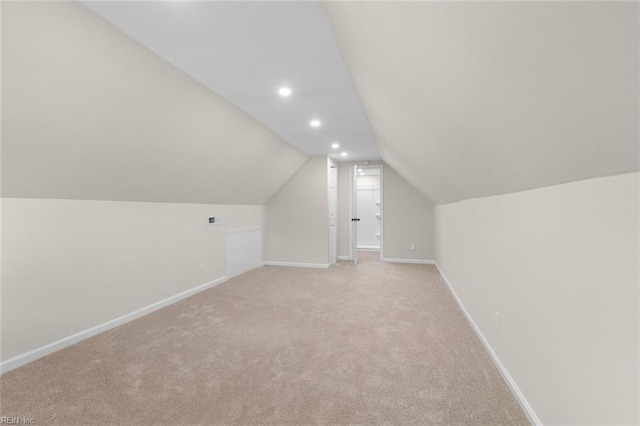 103 E Weaver Rd, Hampton, VA 23666 - additional living space with vaulted ceiling, baseboards, light carpet, and recessed lighting