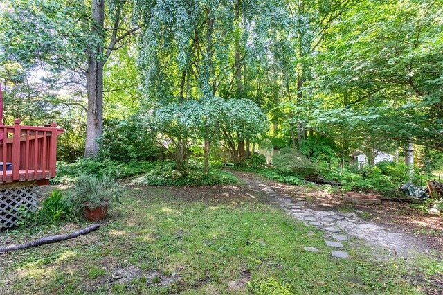 1209 Willow Creek Ct, Chesapeake, VA 23321 - view of green lawn with a deck