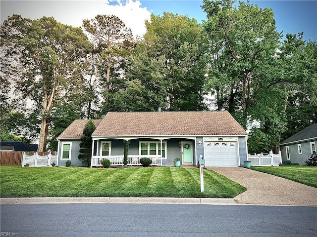 164 Nottingham Trl, Newport News, VA 23602 - ranch-style home with a garage, covered porch, and driveway