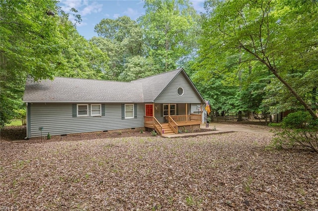 3408 Waterview Rd, Toano, VA 23168 - view of front facade featuring crawl space, covered porch, and roof with shingles