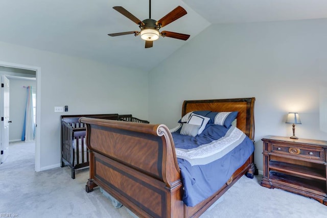 2825 Ridgeboard Pl, Chesapeake, VA 23323 - bedroom with vaulted ceiling, carpet floors, ceiling fan, and baseboards