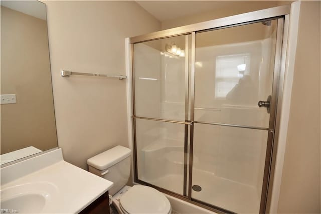 233 Verde St, Virginia Beach, VA 23462 - bathroom featuring a stall shower, vanity, and toilet