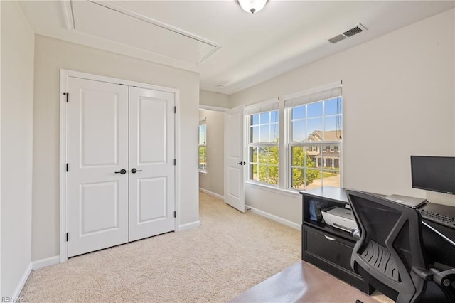 1925 Dale Greene Pl, Virginia Beach, VA 23456 - carpeted home office featuring attic access and baseboards