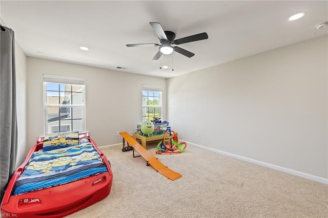 1925 Dale Greene Pl, Virginia Beach, VA 23456 - carpeted bedroom featuring recessed lighting, baseboards, and a ceiling fan