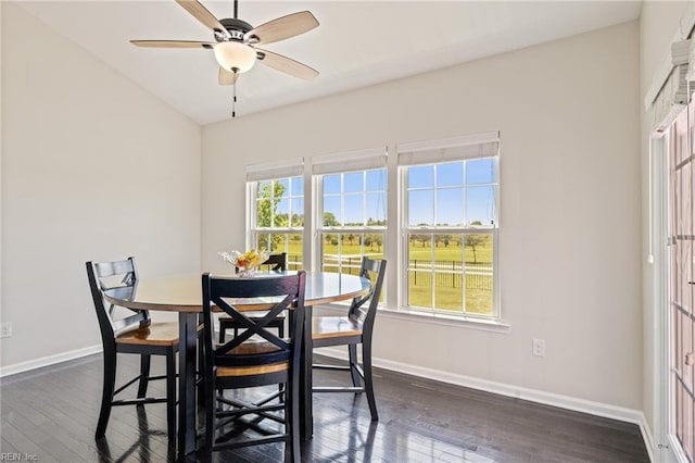 1925 Dale Greene Pl, Virginia Beach, VA 23456 - dining area with baseboards, dark wood-type flooring, and a ceiling fan
