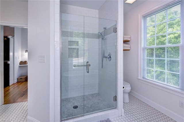 117 Shinnecock, Williamsburg, VA 23188 - bathroom with tile patterned flooring, a stall shower, and healthy amount of natural light