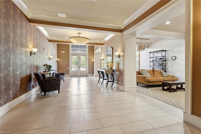 5414 Foundation St, Williamsburg, VA 23188 - common area with wallpapered walls and ornamental molding