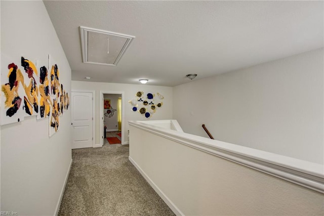 101 Utah St, Portsmouth, VA 23701 - hallway featuring attic access, an upstairs landing, carpet floors, and baseboards