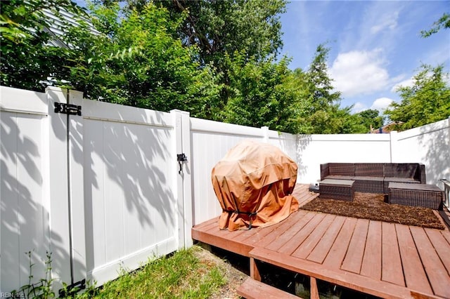101 Utah St, Portsmouth, VA 23701 - deck featuring a fenced backyard, an outdoor hangout area, and a gate