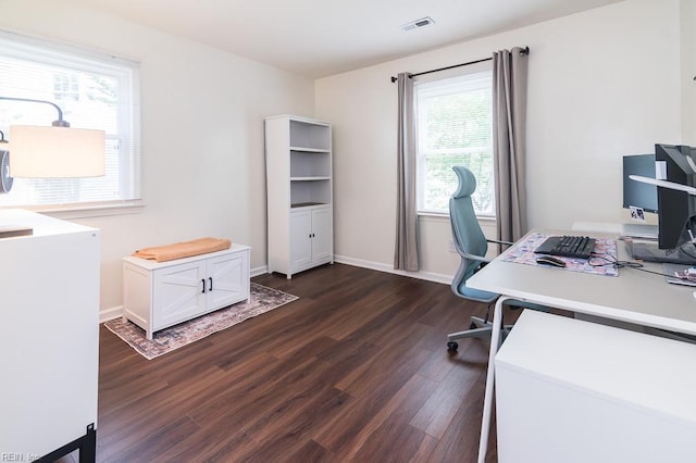 1 Lake Walk Xing, Hampton, VA 23666 - office area featuring dark wood-type flooring, plenty of natural light, and baseboards