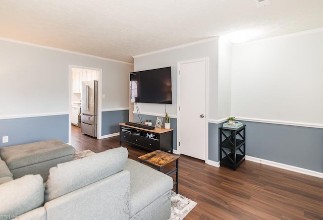 1 Lake Walk Xing, Hampton, VA 23666 - living area featuring dark wood finished floors, crown molding, and baseboards